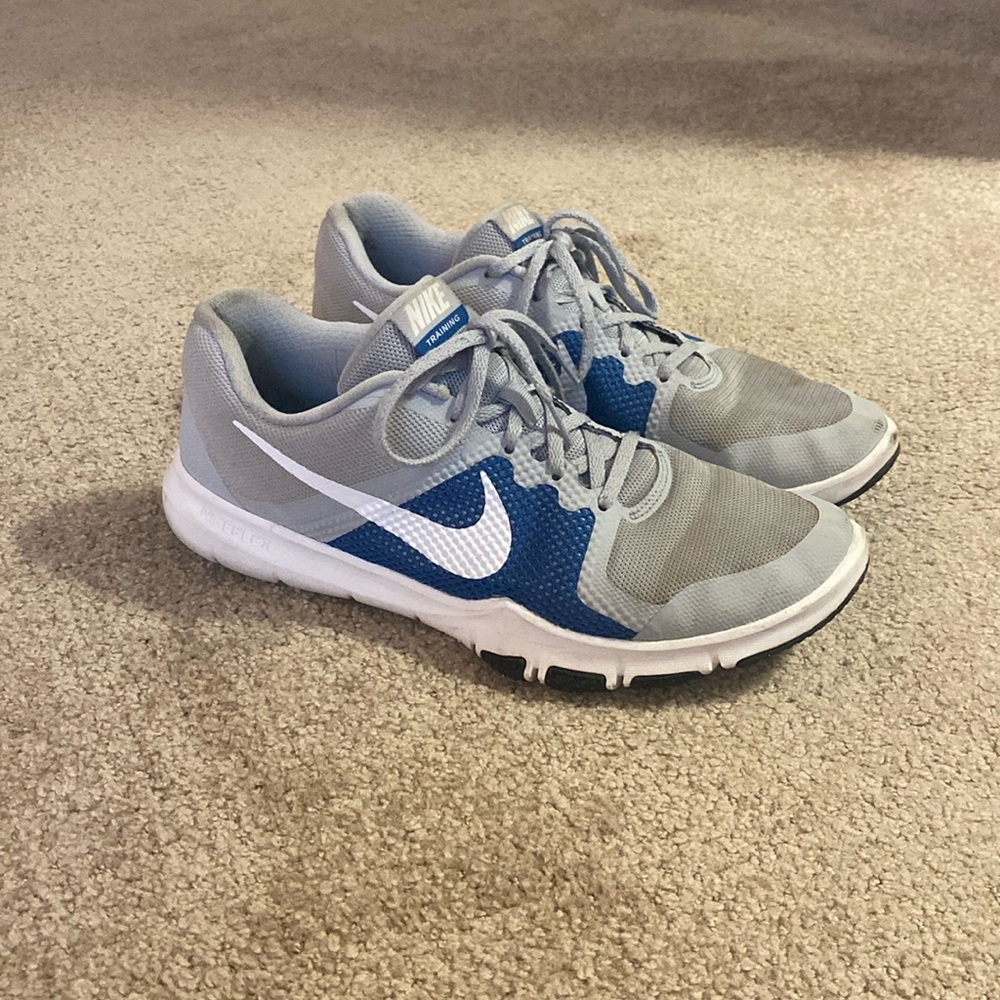 Nike training, blue and gray sneakers